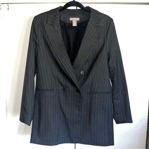 Charcoal Pinstripe Oversize Blazer